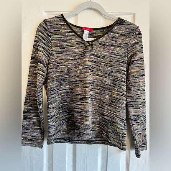 Ann Klein 90s style top with velvet bow - Picture 1 of 3